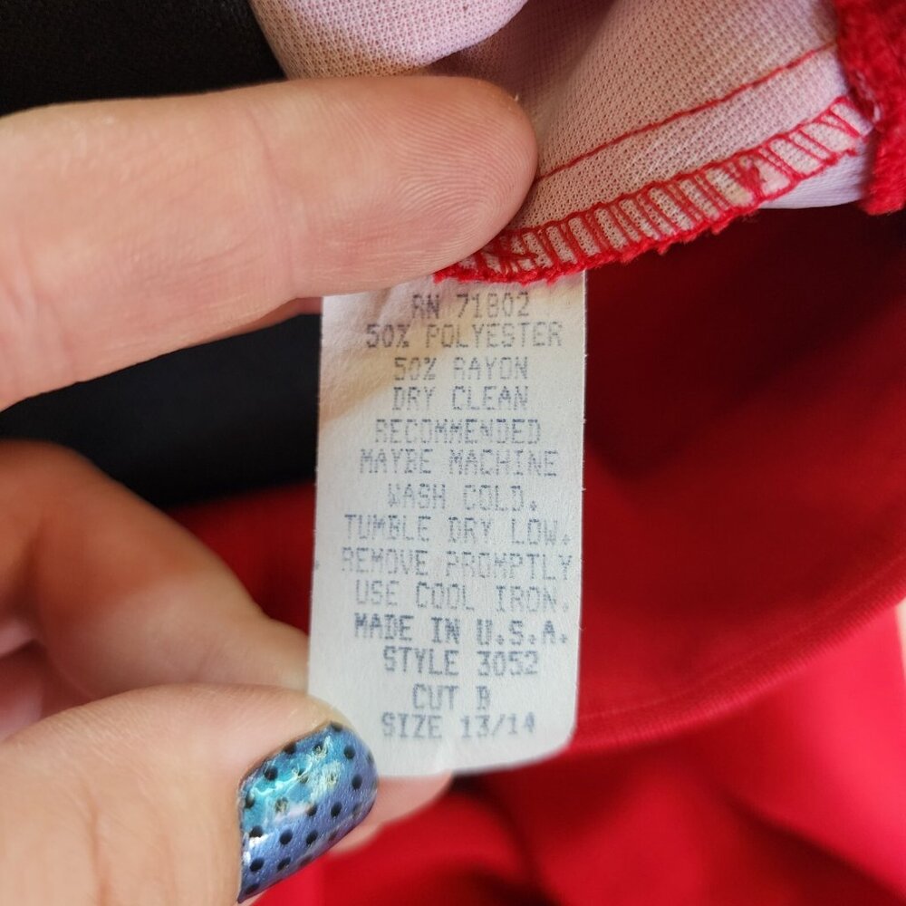 Vintage 1980s Pantsuit First Focus Red 13/14 Sailor Structured Maximalist Retro - Picture 15 of 16